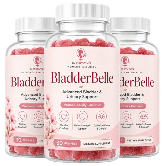 Three bottles of BladderBelle women's daily gummies